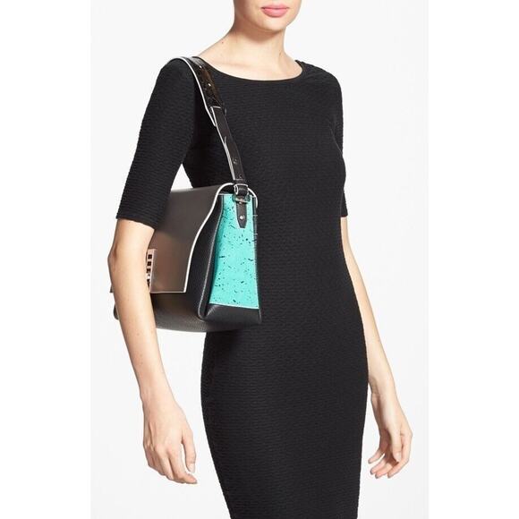 Proenza Schouler PS Elliot Ostrich Leather Shoulder Bag $1925 New Lock Crossbody